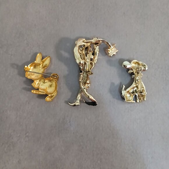 Set of 3 Vintage Pins-Puppy, Bunny & Pixie - Picture 2 of 5